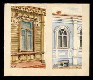 +Наличник окна деревянного дома. Мирная, 6. Окно каменного дома. Чумаковская,8