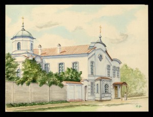 Старое здание епархиального училища. Надежинская церковь.